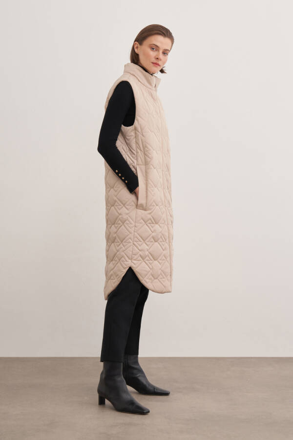 Bej 5793111 Kapitone Yelek - Aker (1)