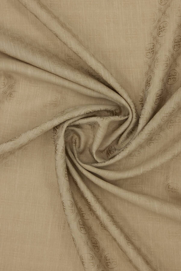 Bej 75X190 CM K.Pierre Cardin Logolu İpek Koton Jakar Etol - 2