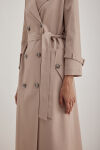 Bej İşleme Detaylı Kruvaze Kapama Trençkot - 5