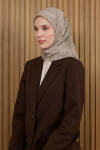 Bej 90X90 İpek Krep Saten Eşarp 