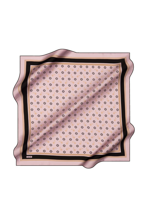 Bej 90X90 İpek Krep Saten Eşarp - 1