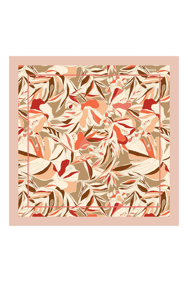 Bej 90X90 İpek Twill Eşarp - 1