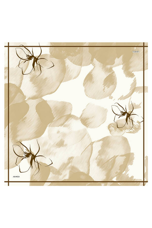 Bej 90X90 İpek Twill Eşarp - 1