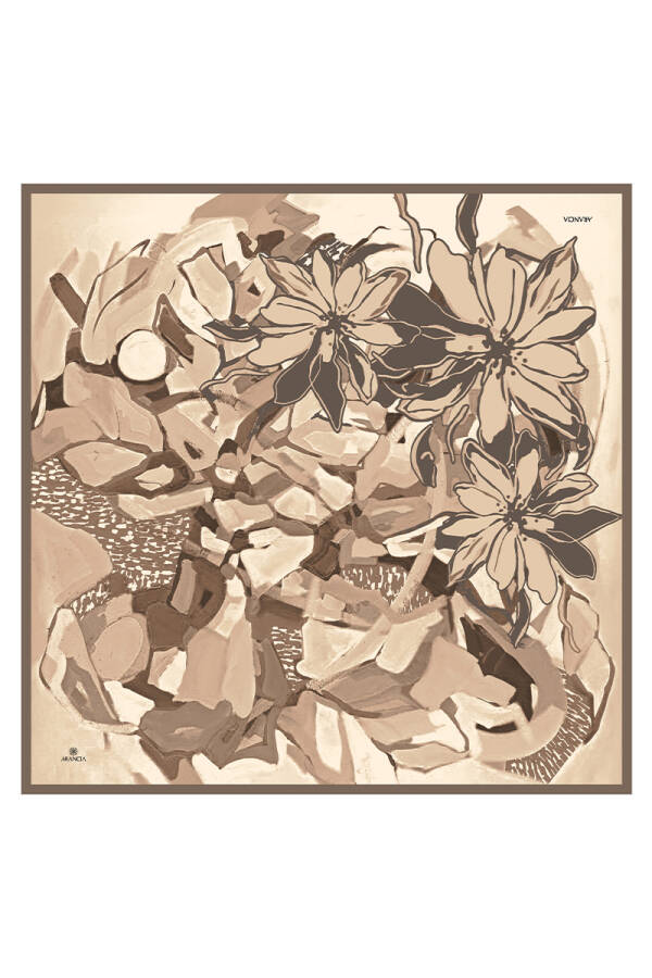 Bej 90X90 İpek Twill Eşarp - 1