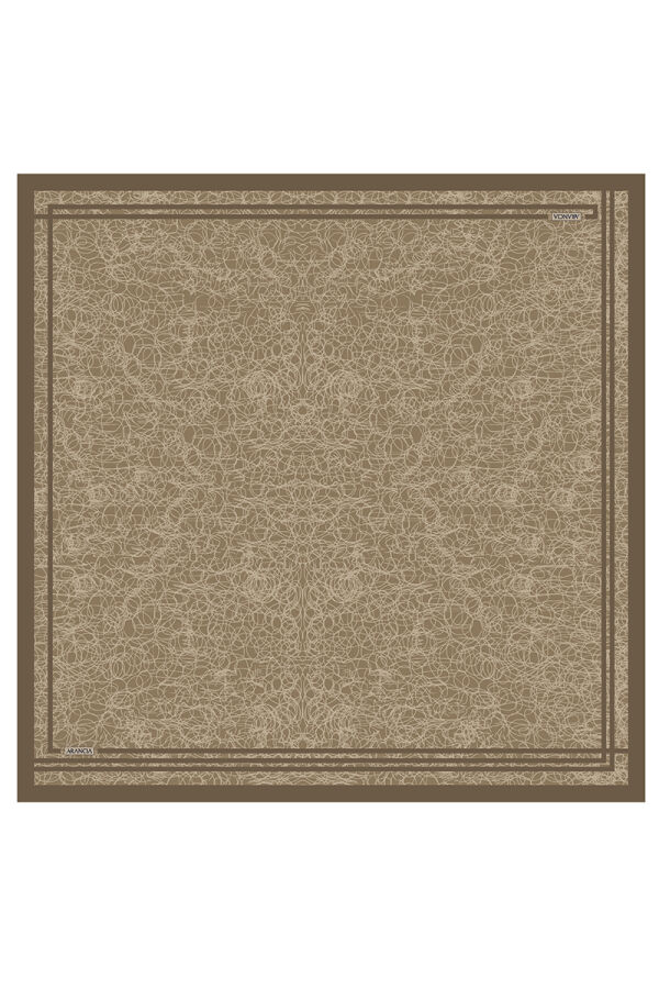 Bej 90X90 İpek Twill Eşarp - 1