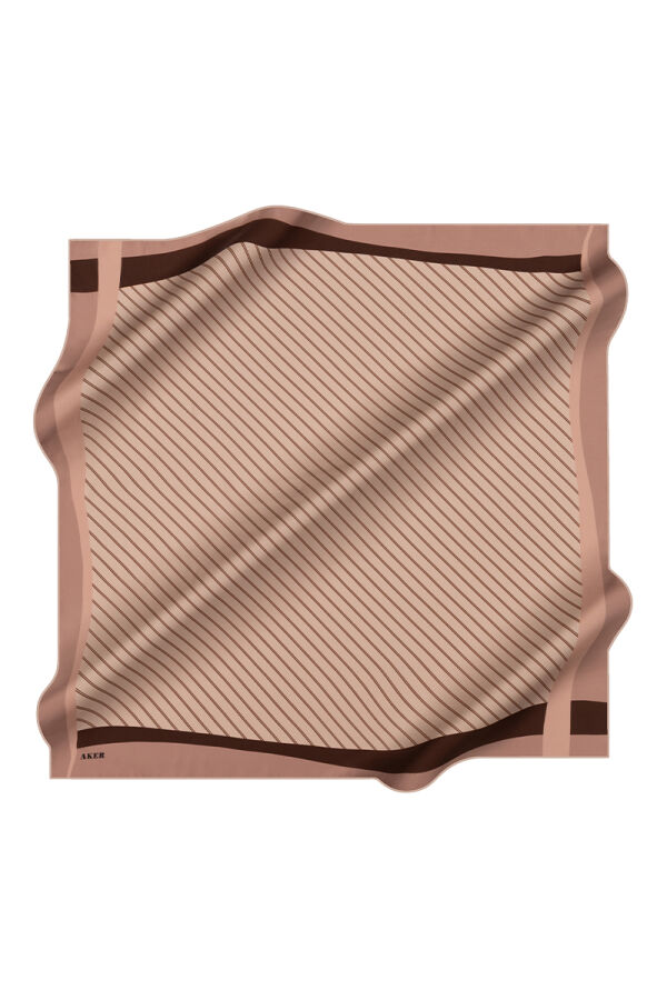 Bej 90X90 İpek Twill Eşarp - 1