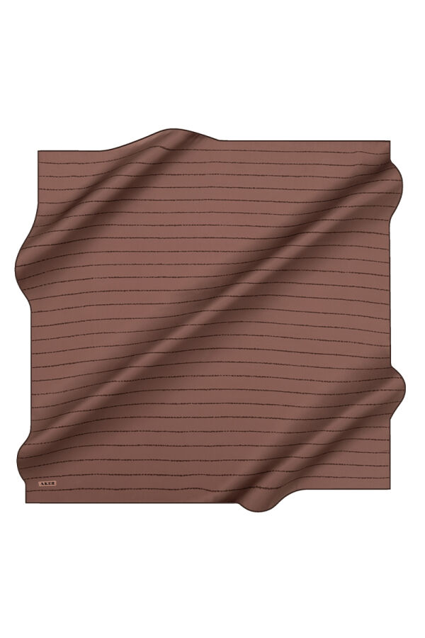 Bej 90X90 İpek Twill Eşarp - Aker