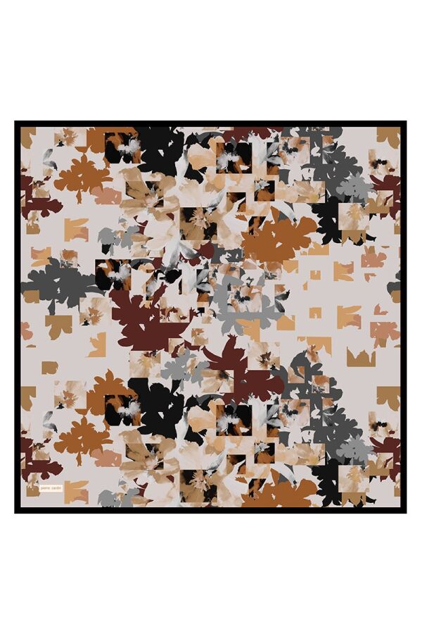 Bej 90X90 İpek Twill Eşarp - 1