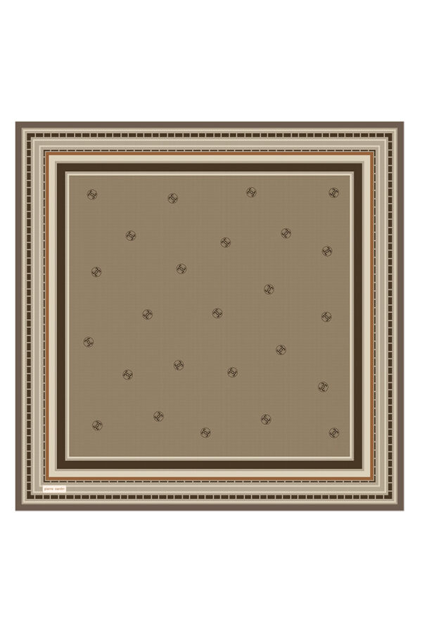Bej 90X90 İpek Twill Eşarp - 1