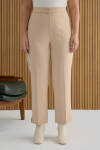 Bej Arka Beli Lastik Detaylı Dokuma Pantolon - 3