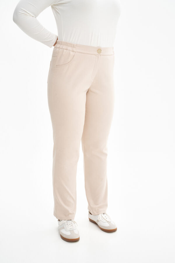 Bej Basic Pantolon - 4