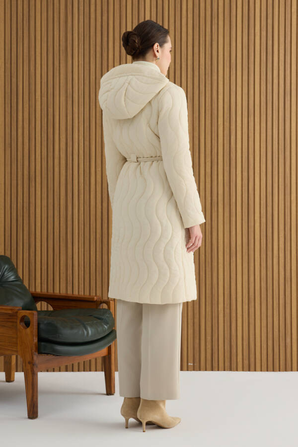 Bej Beli Lastik Ayarlı Mont - 6