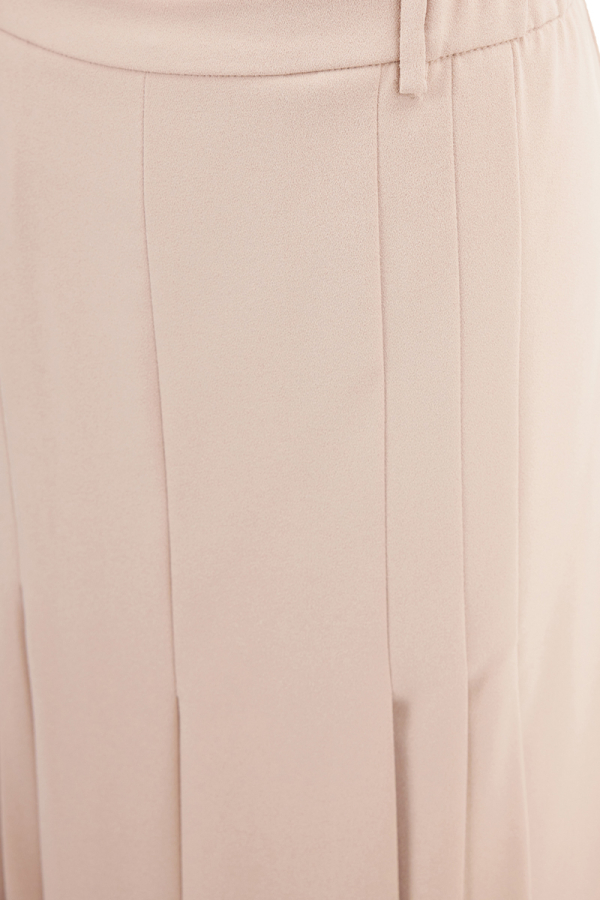 Bej Beli Lastik Detaylı Etek - 2