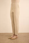 Bej Beli Lastik Detaylı Krep Pantolon - 4