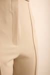 Bej Beli Lastik Detaylı Krep Pantolon - 5