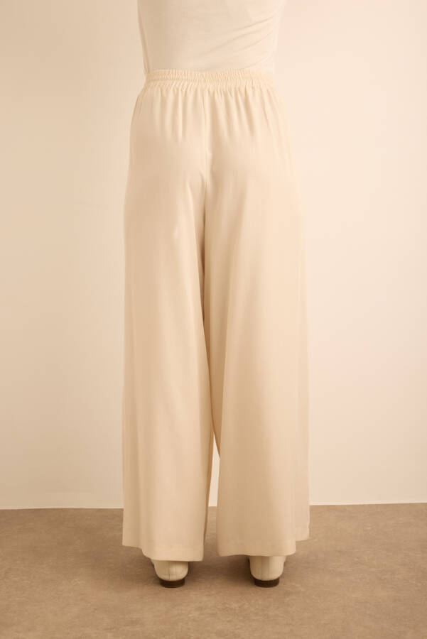 Bej Beli Lastik Detaylı Tencel Pantolon Etek - 6