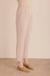Bej Beli Lastikli Detaylı Dokuma Havuç Pantolon - 5