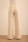 Bej Beli Lastikli Keten Pantolon - 6