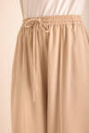 Bej Beli Lastikli Tencel Cotton Pantolon - 4