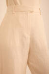Bej Boru Paça Keten Pantolon - 5