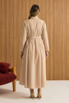 Bej Cotton Elbise - 5