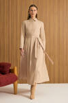 Bej Cotton Elbise - 1