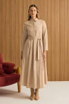 Bej Cotton Elbise - 3