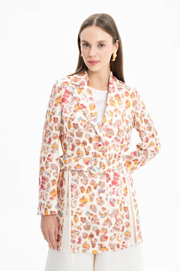 Bej Desenli Ceket - Aker