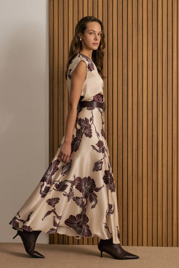 Bej Desenli İpek Etek - 4