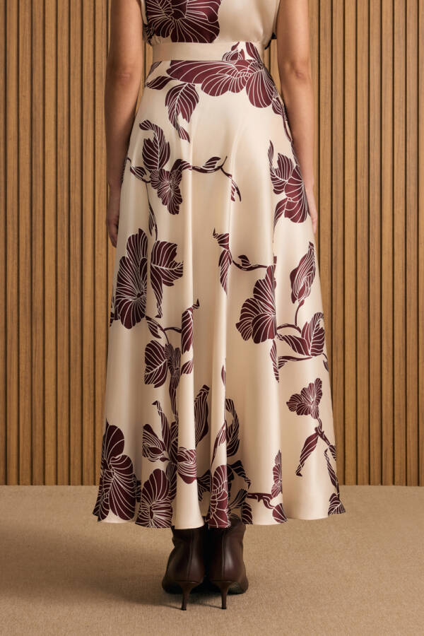 Bej Desenli İpek Etek - 6