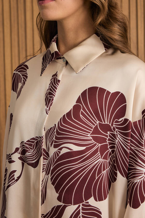 Bej Desenli İpek Tunik - 4