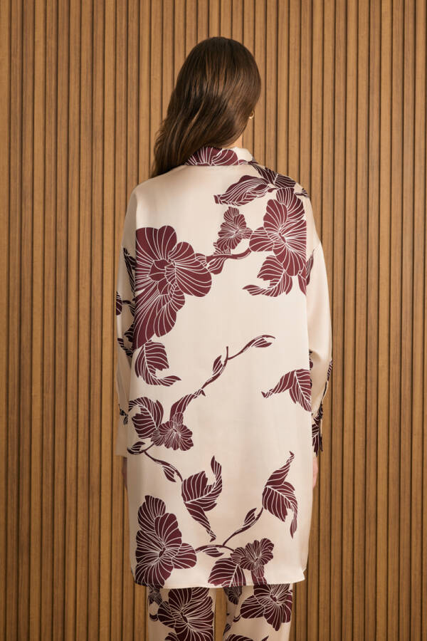 Bej Desenli İpek Tunik - 6