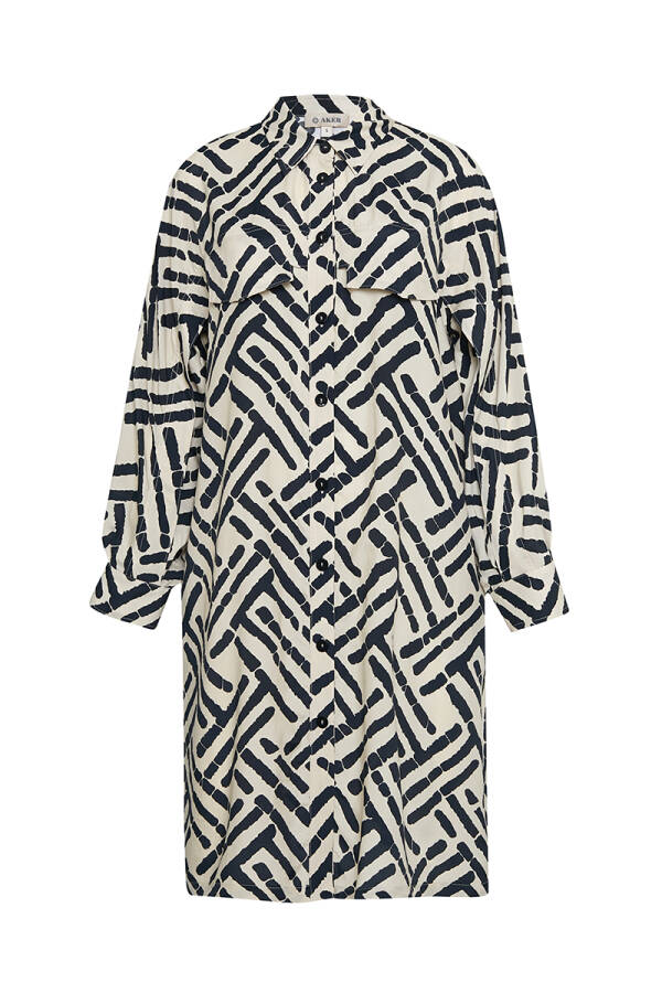 Bej Desenli Rahat Kesim Kısa Kap - 1