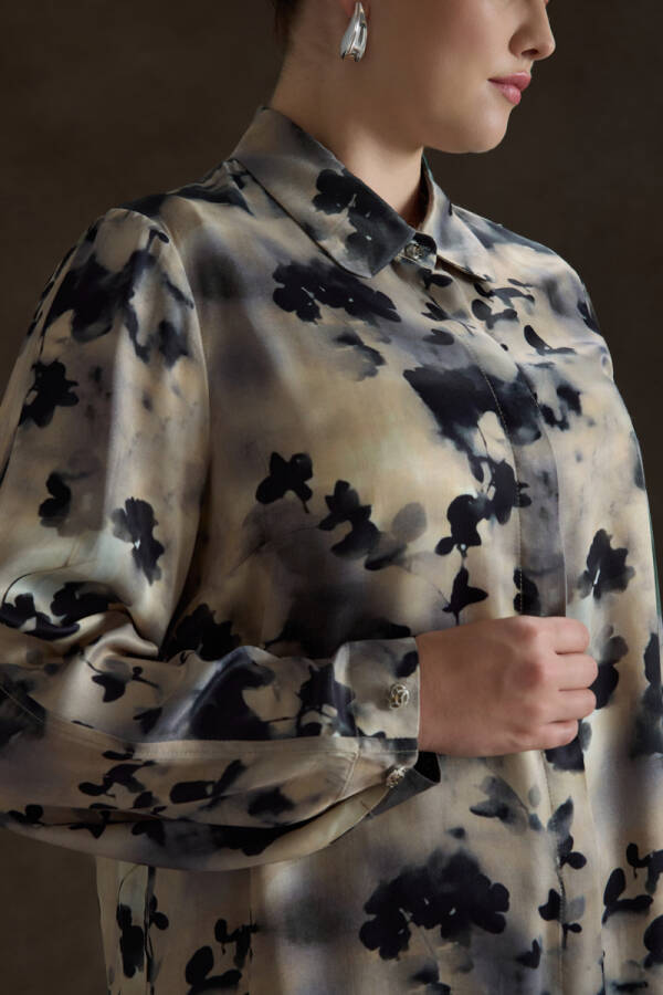 Bej Desenli Viscon Bluz - 4