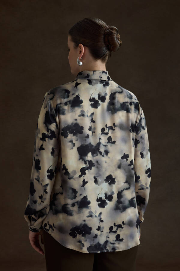 Bej Desenli Viscon Bluz - 6