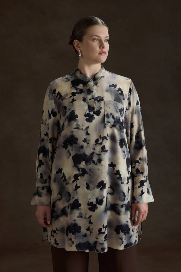 Bej Desenli Viscon Tunik - 2