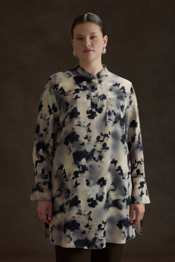 Bej Desenli Viscon Tunik - Aker