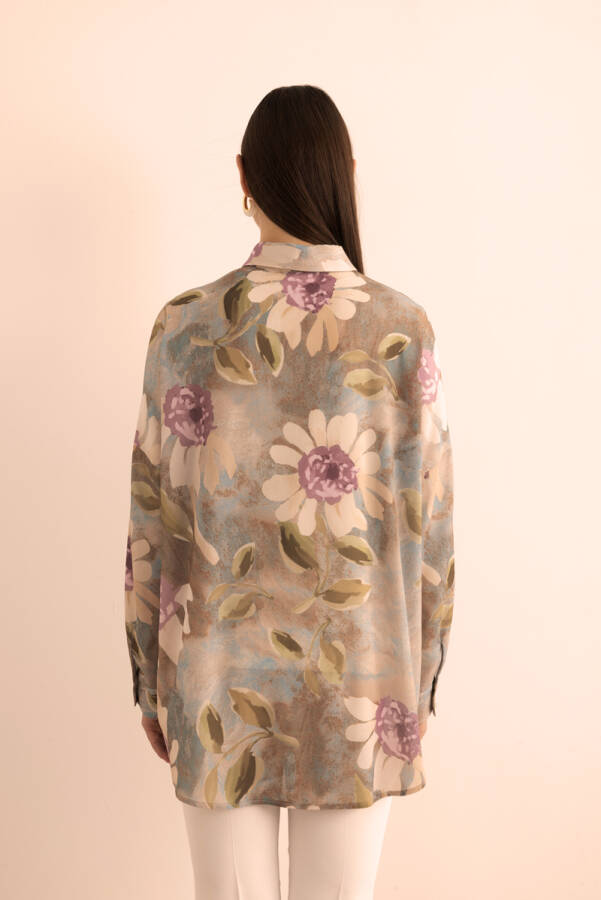 Bej Dokuma Desenli Bluz - 7