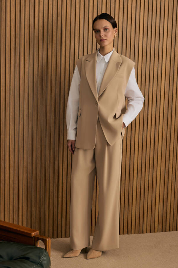 Bej Dokuma Yelek - 1