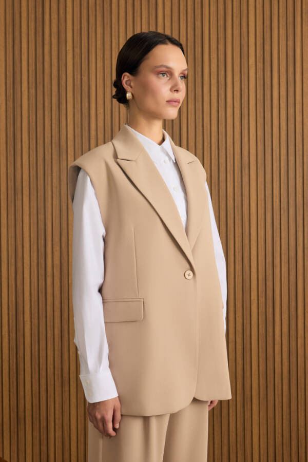 Bej Dokuma Yelek - 3