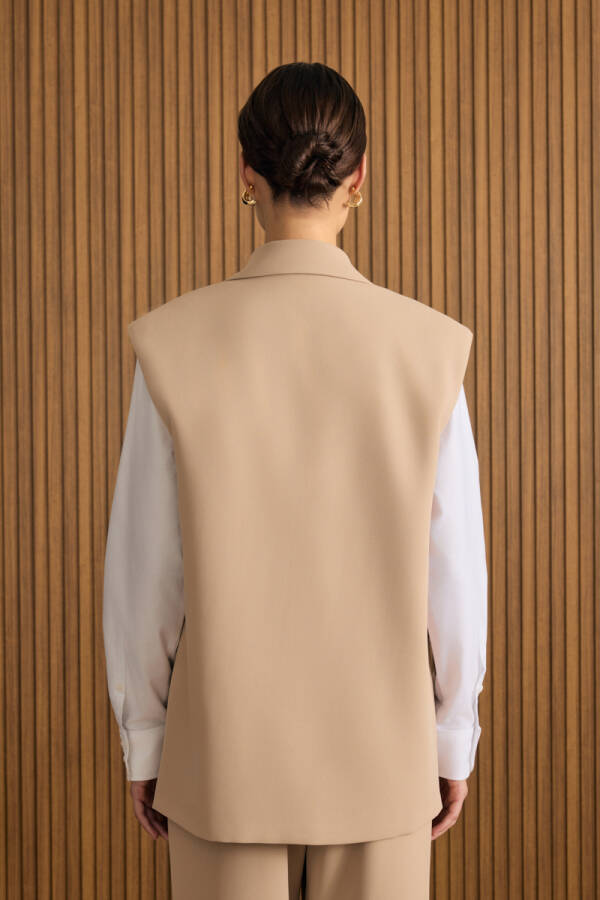 Bej Dokuma Yelek - 5