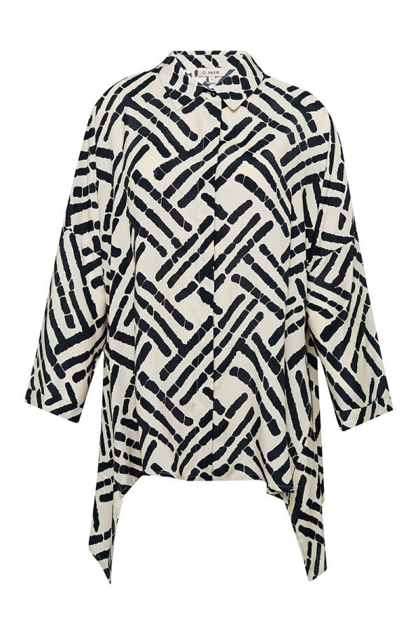 Bej Etek Ucu Asimetrik Bluz - 1