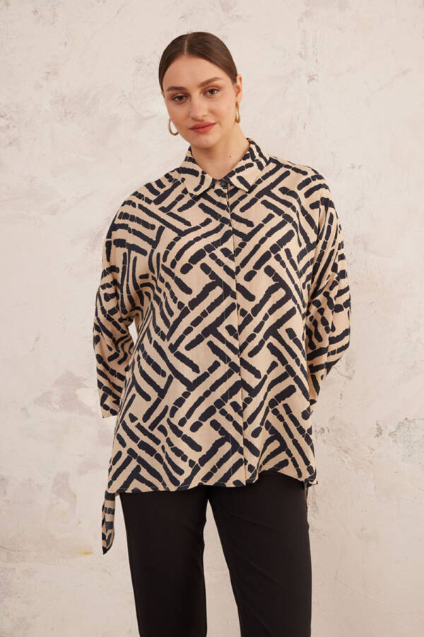 Bej Etek Ucu Asimetrik Bluz - 3