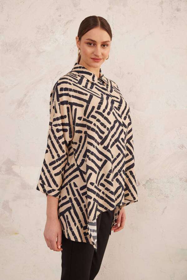 Bej Etek Ucu Asimetrik Bluz - 6