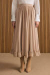 Bej Fırfırlı Şifon Etek - 2