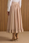 Bej Fırfırlı Şifon Etek - 7