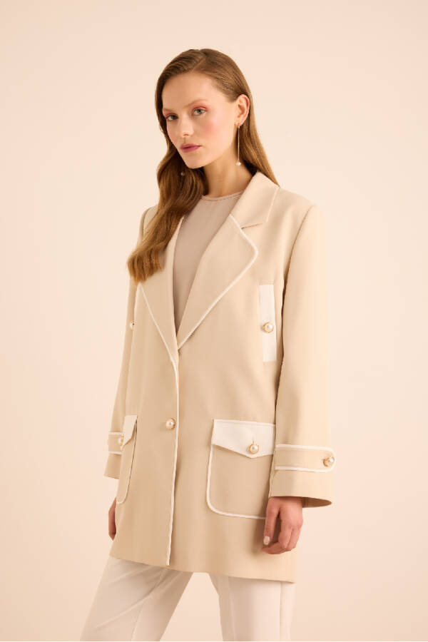 Bej Garnili Cep Detaylı Kap - 2