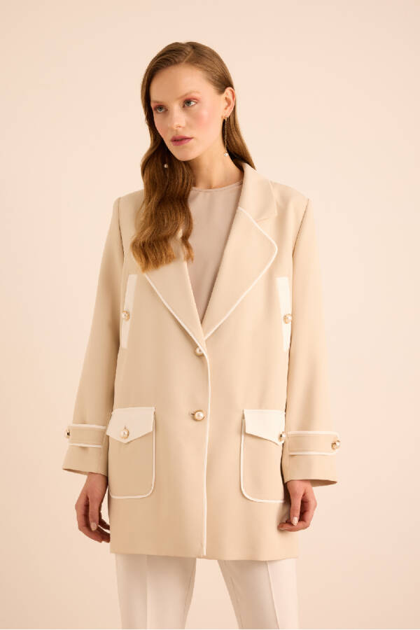 Bej Garnili Cep Detaylı Kap - 3