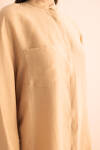 Bej Hakim Yaka Keten Bluz - 5