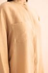 Bej Hakim Yaka Keten Bluz - 5